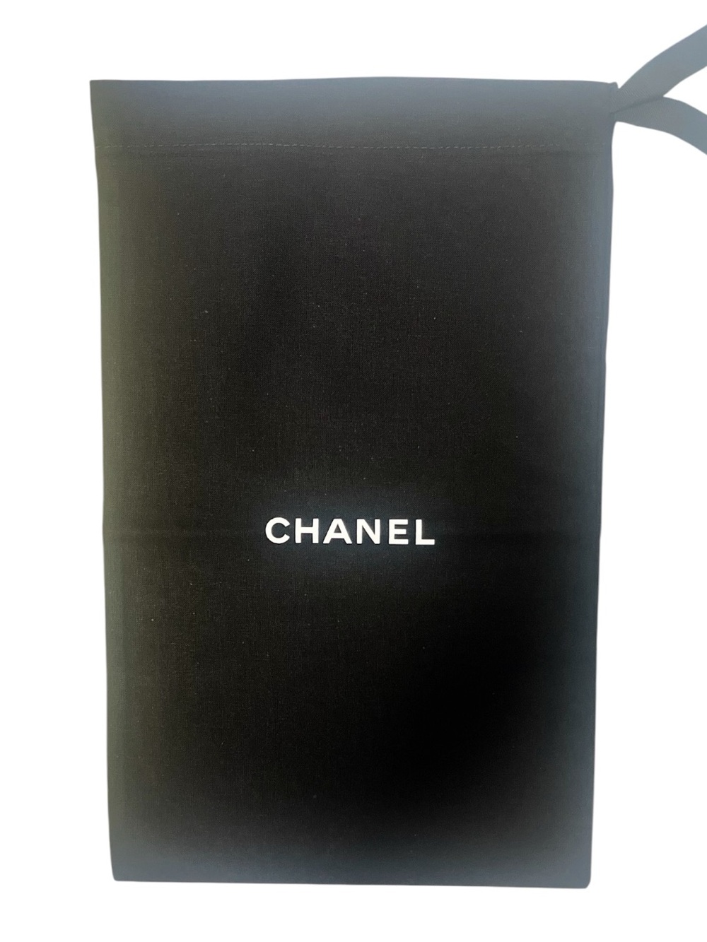 Chanel Black Dust Bag White Logo Small Clutch Storage